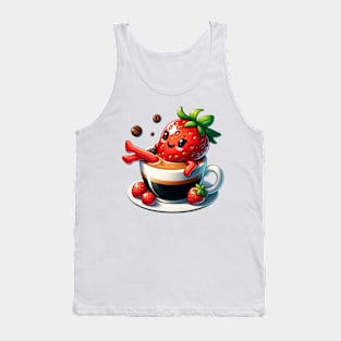 Strawberry Espresso Splash - A Berry Delicious Brew Tank Top